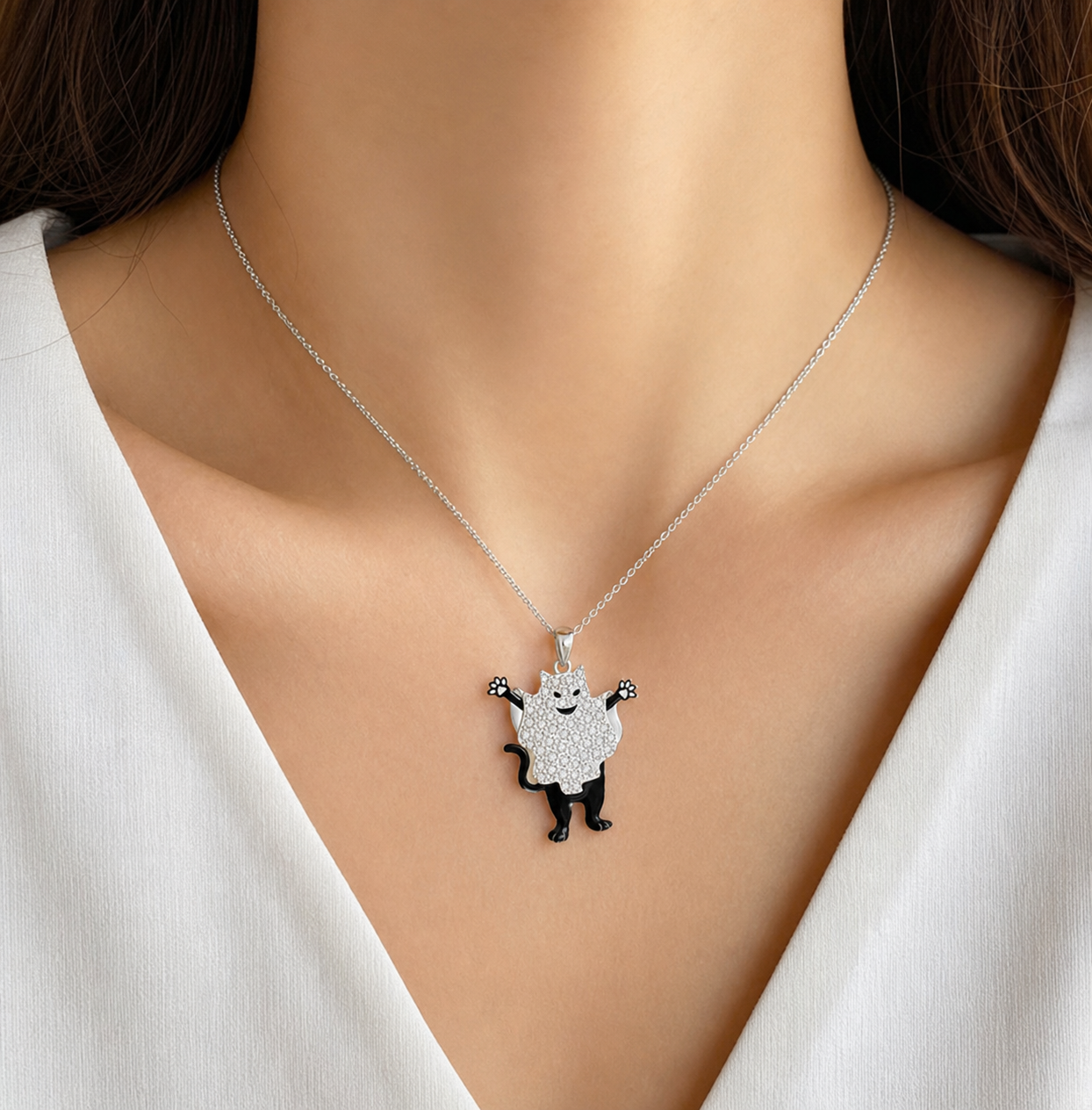 Sparkling Cat Pendant Necklace | Studio7Fashion,Studio7Fashion