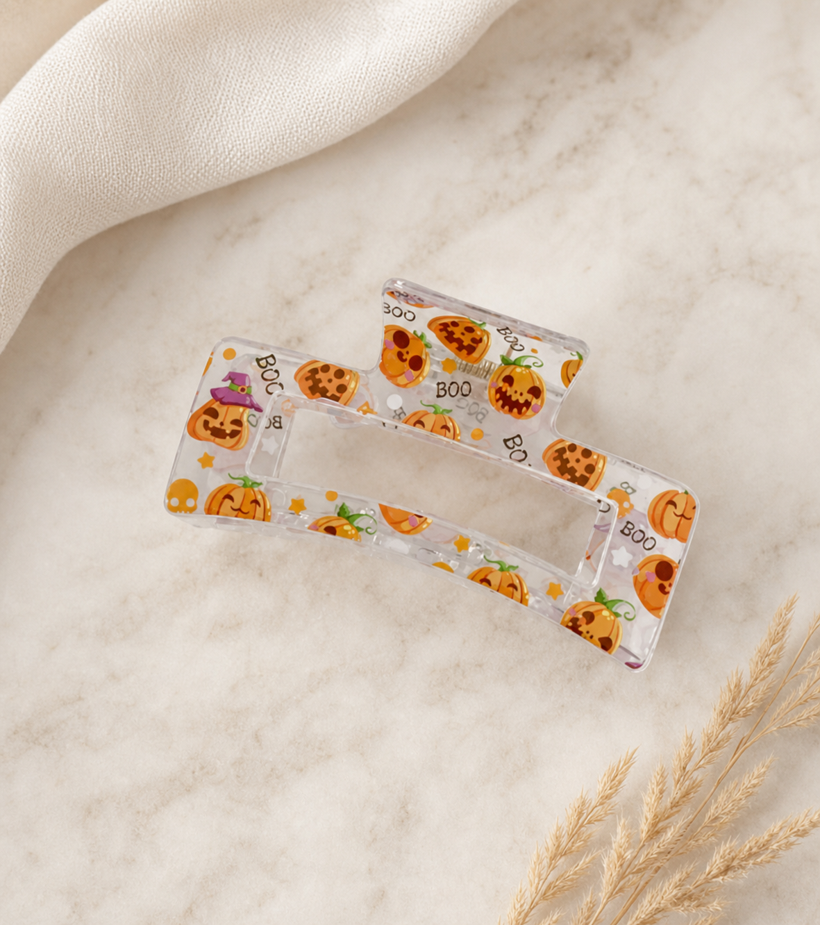 Pumpkin Boo Halloween Hair Clip,Studio7Fashion