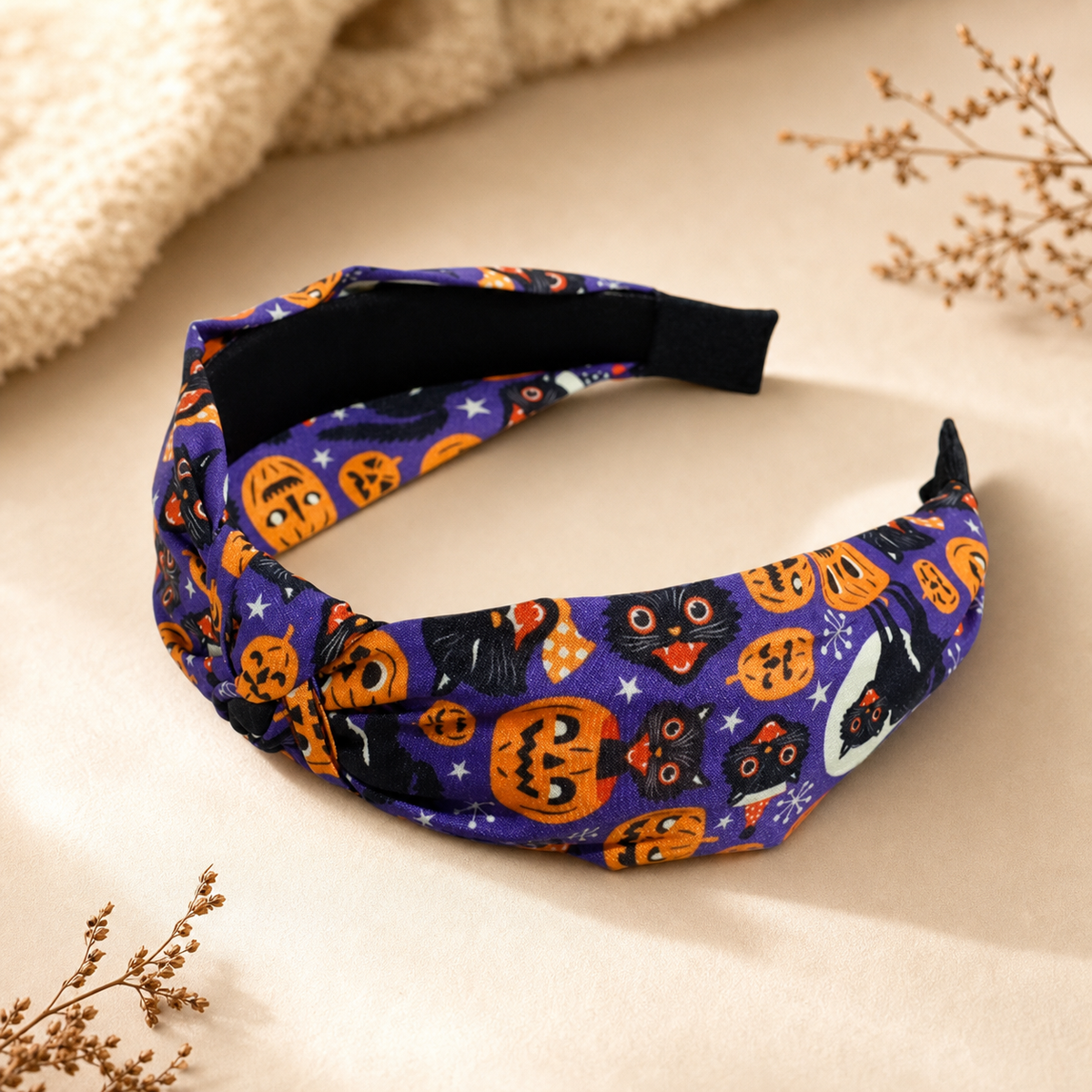 Halloween Pumpkin and Black Cat Hair Accessory,Studio7Fashion