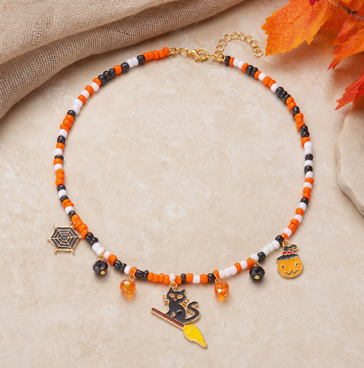 Halloween Beaded Charm Necklace,Studio7Fashion