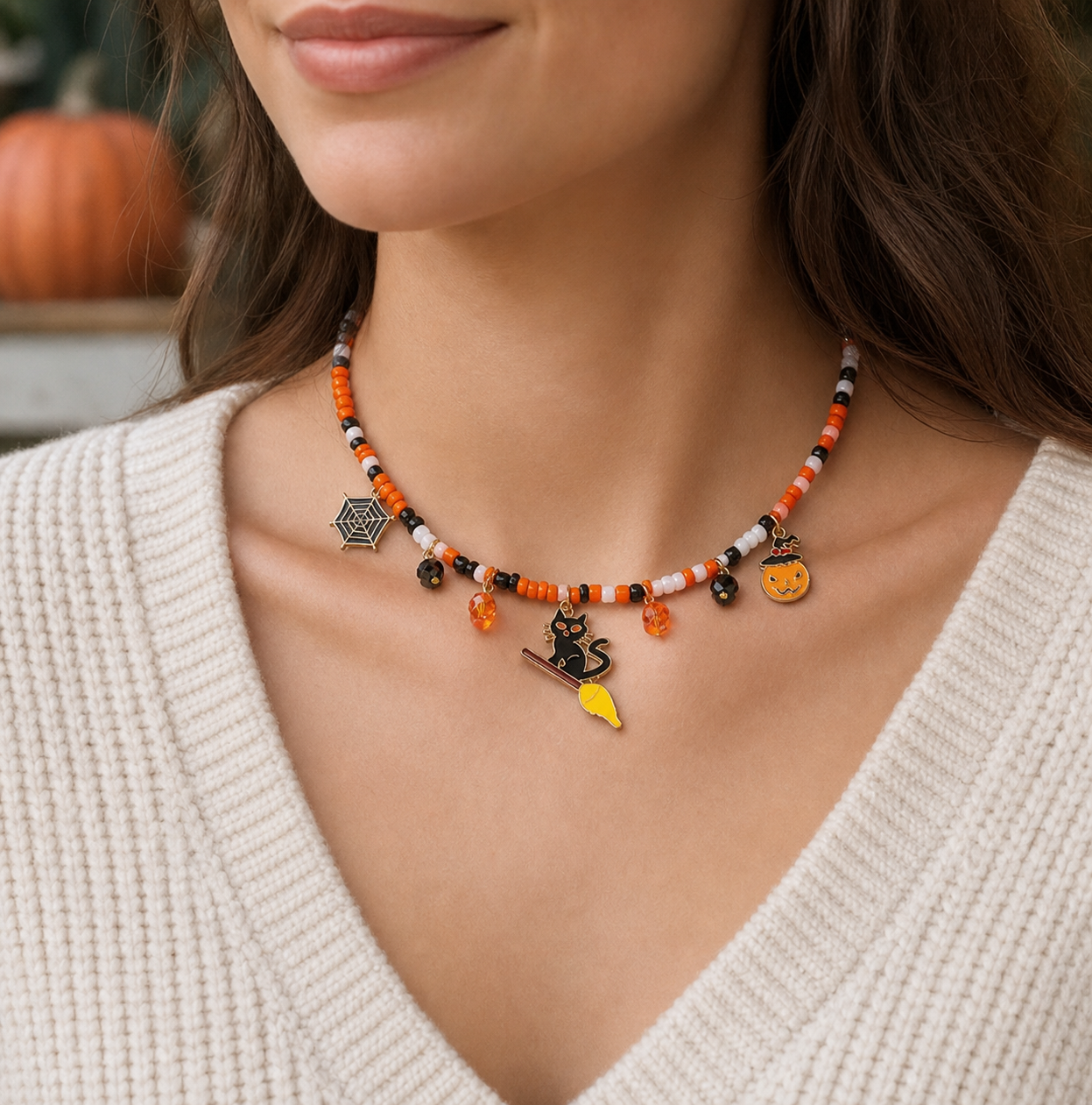 Halloween Beaded Charm Necklace | Studio7Fashion,Studio7Fashion