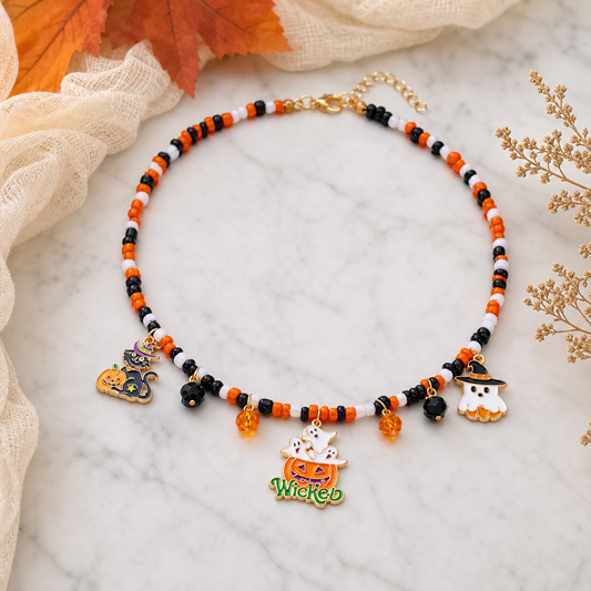 Halloween Beaded Charm Necklace,Studio7Fashion
