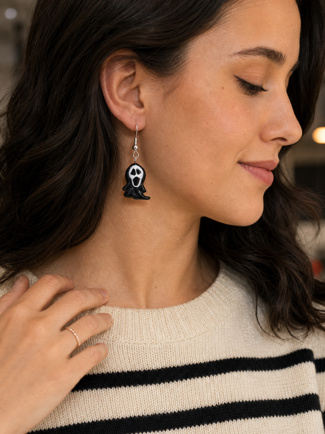 Black and White Ghost Halloween Earrings,Studio7Fashion
