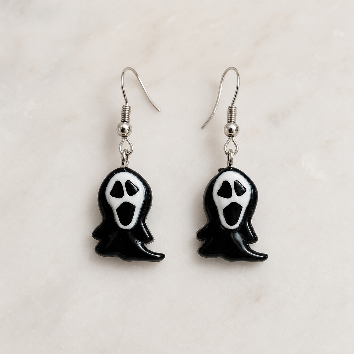 earrings, ghost earrings, Halloween jewelry, Halloween accessories, spooky jewelry, black and white earrings, fall accessories, costume party, gift,Studio7Fashion