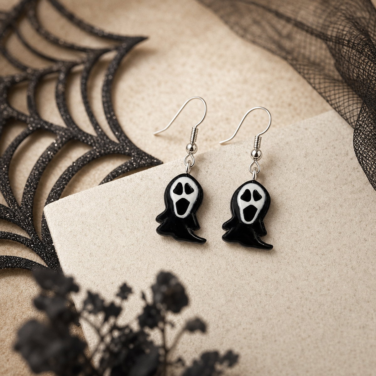 Black and White Ghost Earrings,Studio7Fashion