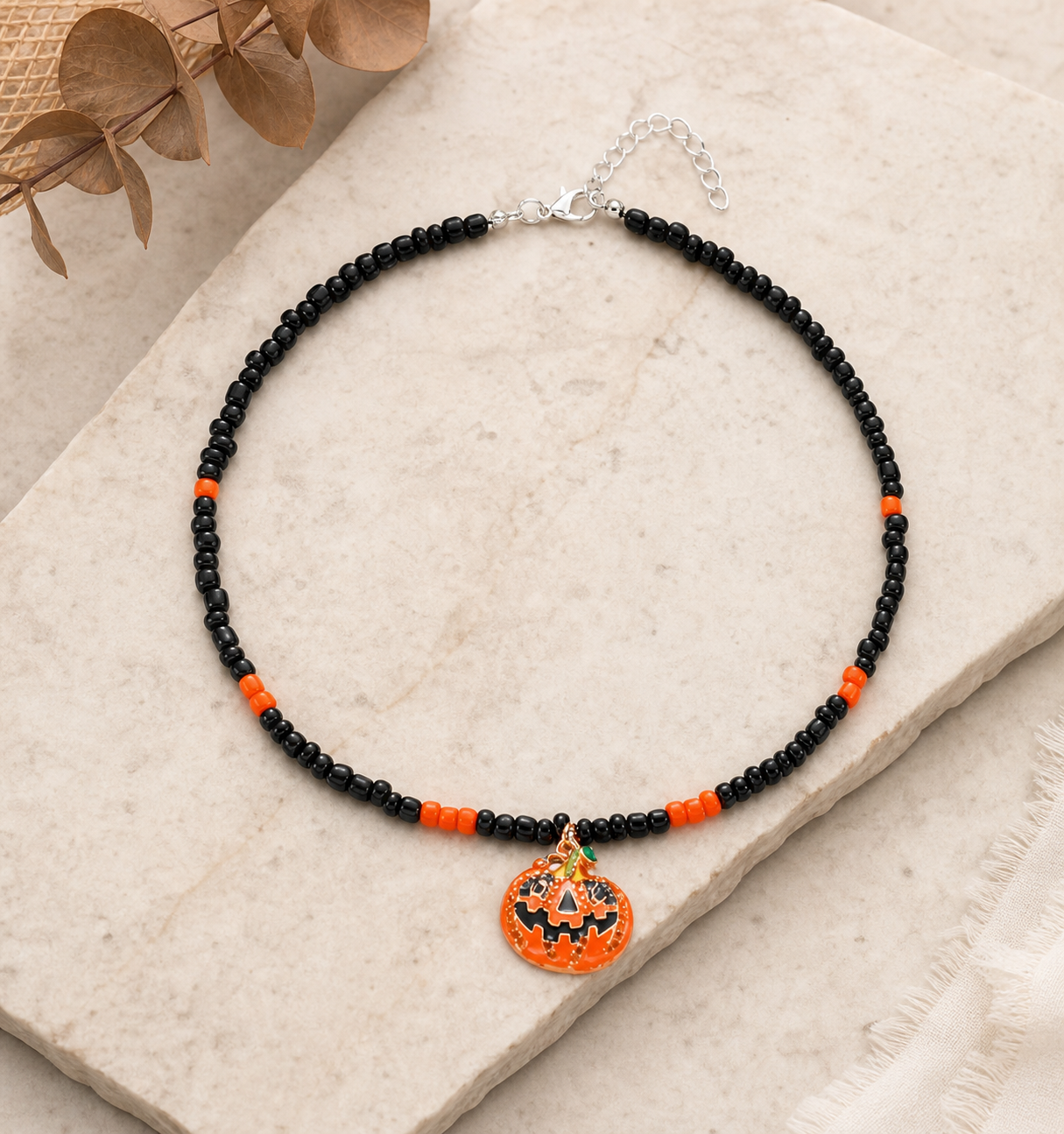 Black and Orange Halloween Pumpkin Necklace,Studio7Fashion