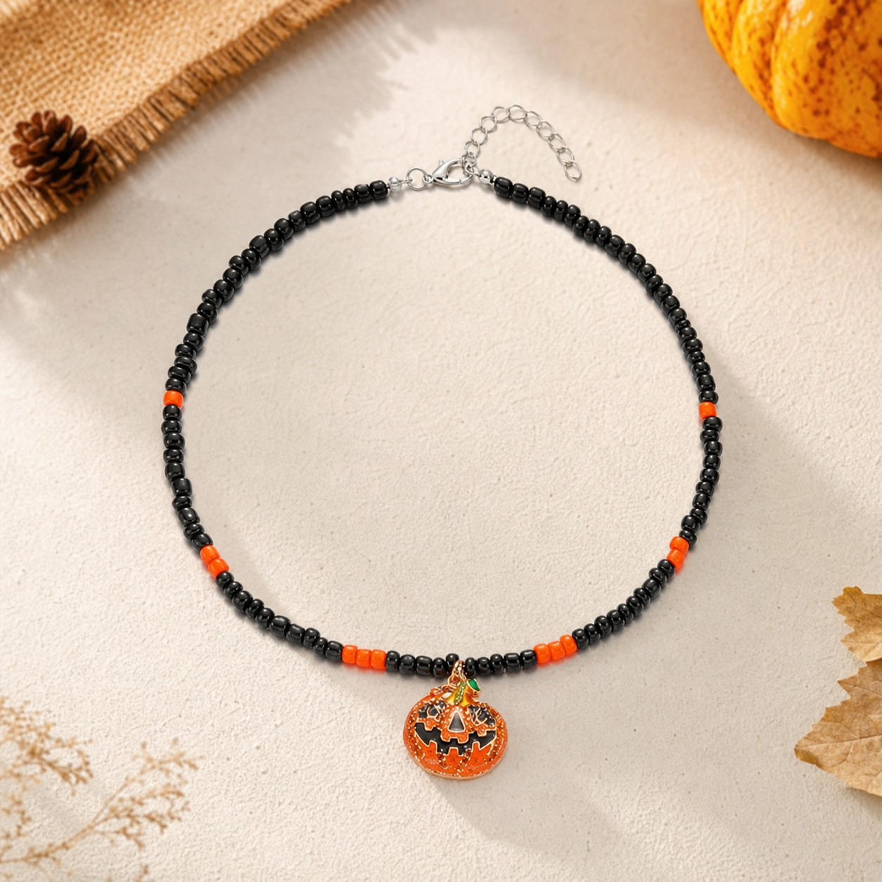 Black and Orange Halloween Pumpkin Necklace,Studio7Fashion