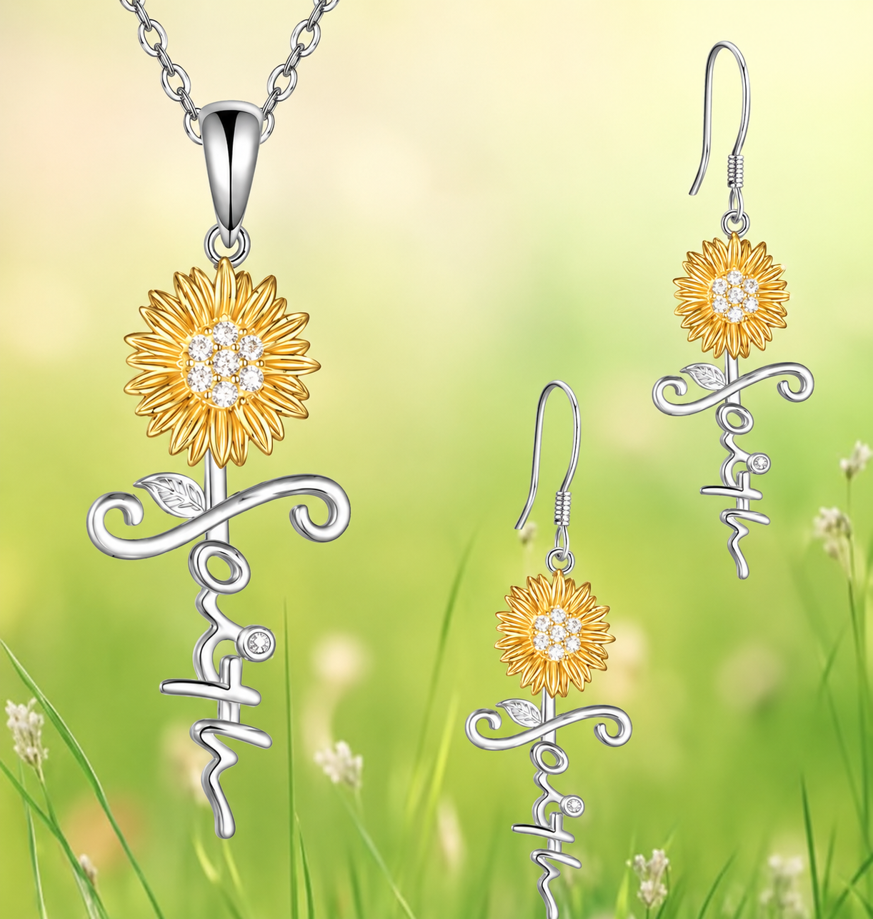 Sunflower Faith Necklace Earring Set