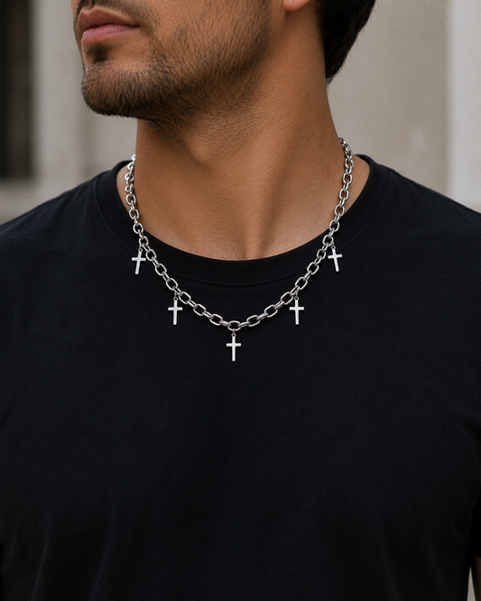 Trinity Curb Charm Necklace