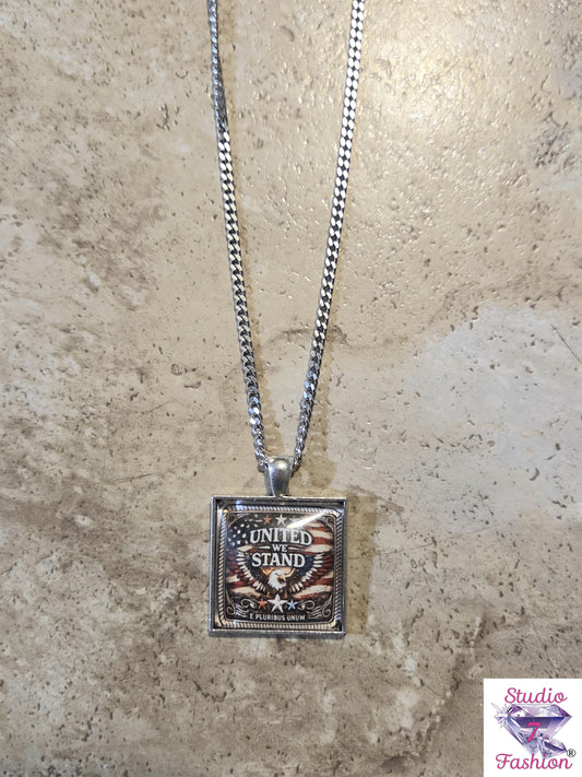 United We Stand Patriotic Eagle Necklace Square