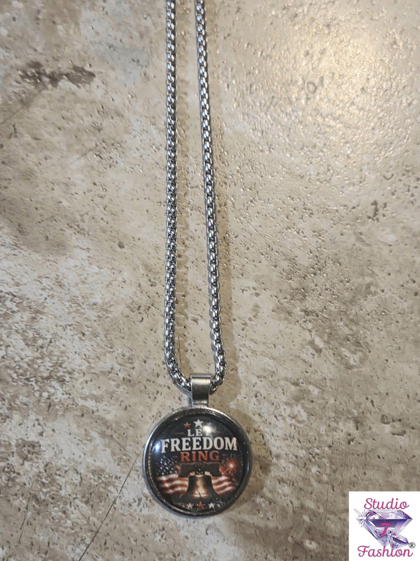 Let Freedom Ring Patriotic Liberty Bell Necklace Circle