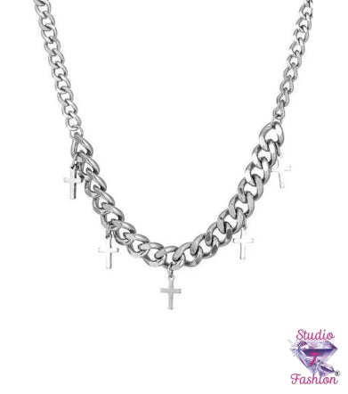 Trinity Curb Charm Necklace