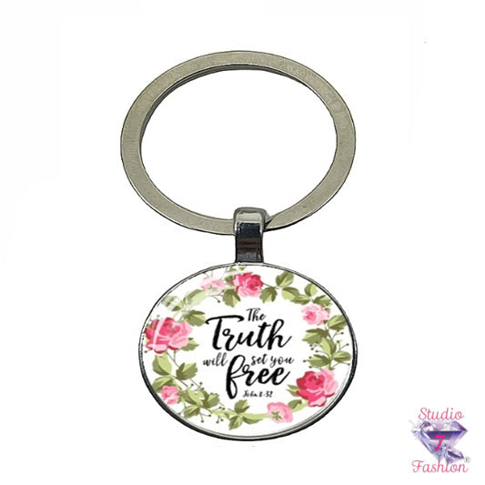 The Truth Floral Scripture Keychain