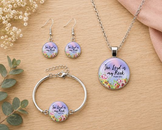 The Lord Is My Rock Necklace Earring Set