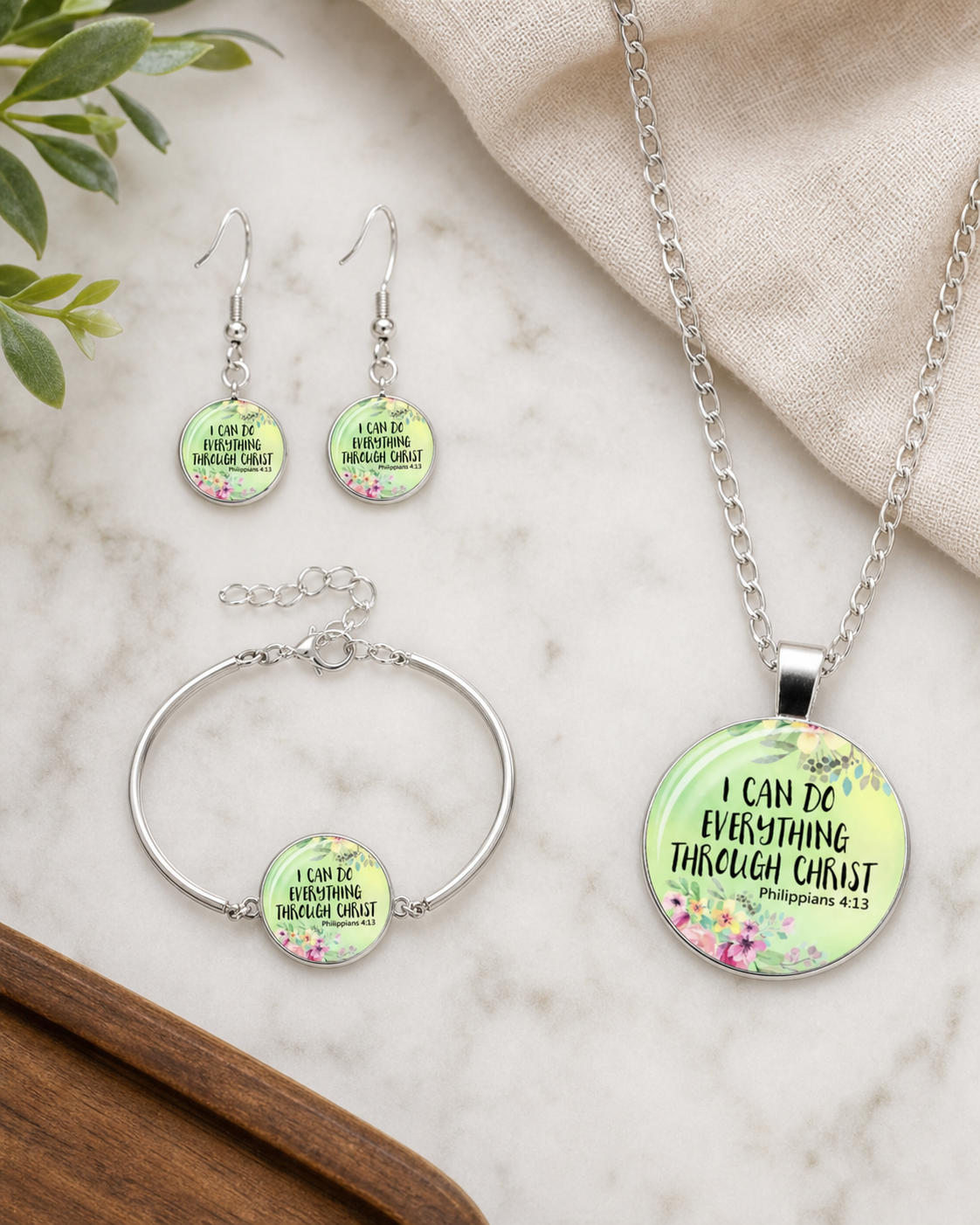 I Can Do Everything Through Christ Philippians 4:13 Jewelry Set,Studio7Fashion