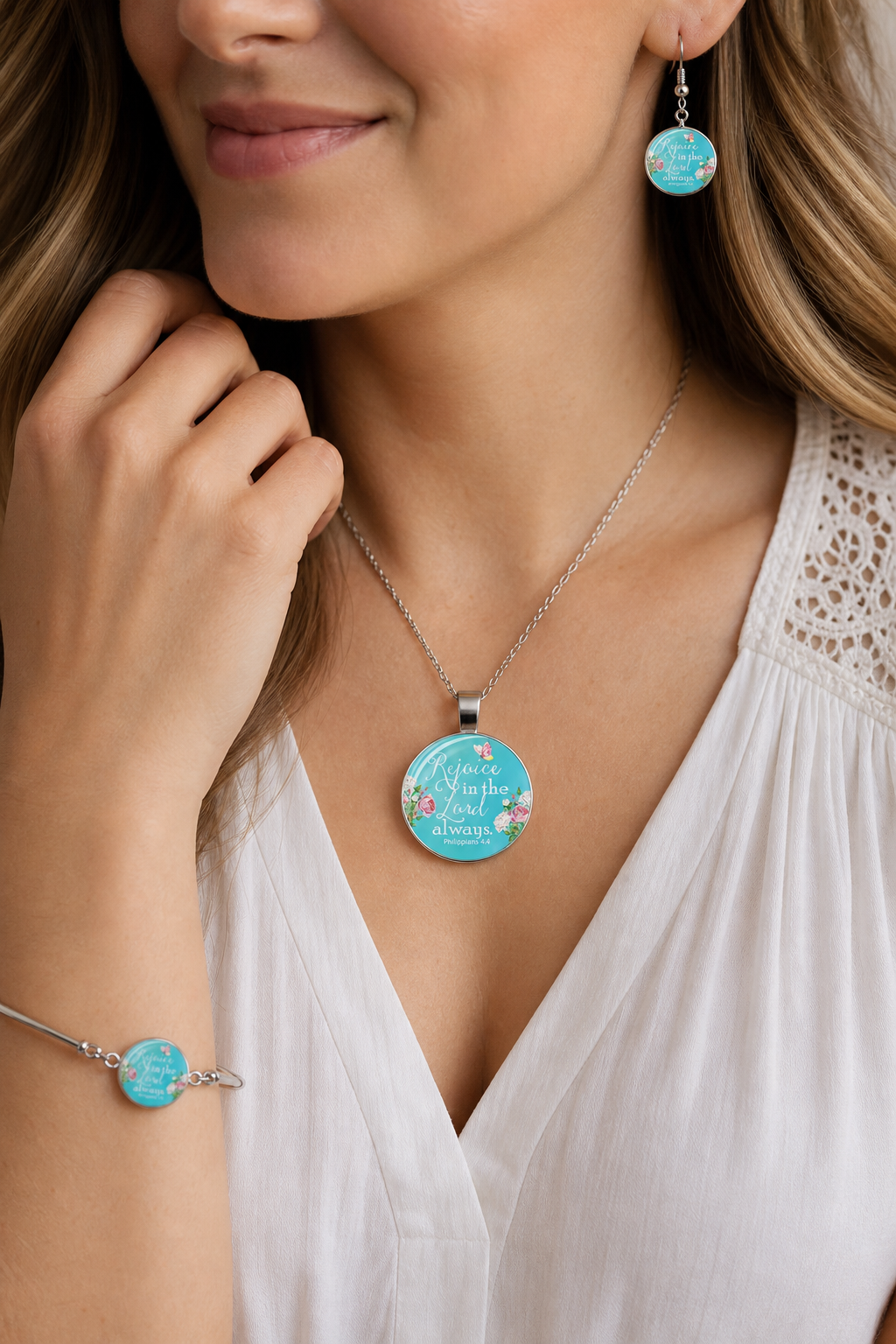 Rejoice in the Lord Always Faith Jewelry Set,Studio7Fashion