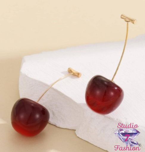 Glazed Cherry Drop Earrings