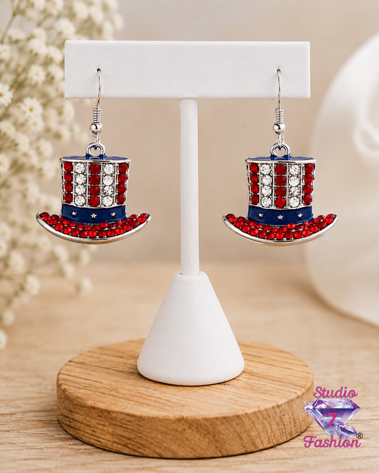 Red White Blue Tophat Earrings