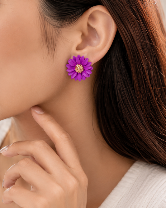 Radiant Violet Bloom Earrings