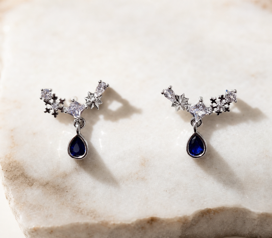 earrings, blue earrings, teardrop earrings, faith jewelry, cross earrings, star earrings, silver-tone jewelry, everyday jewelry, gift for her,Studio7Fashion