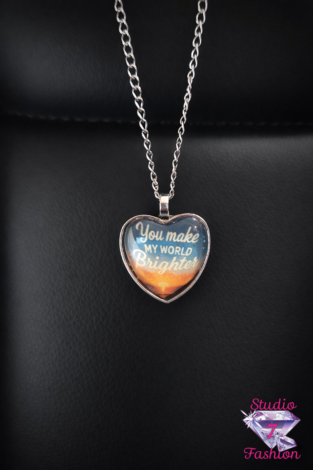 You Make My World Brighter Heart Necklace
