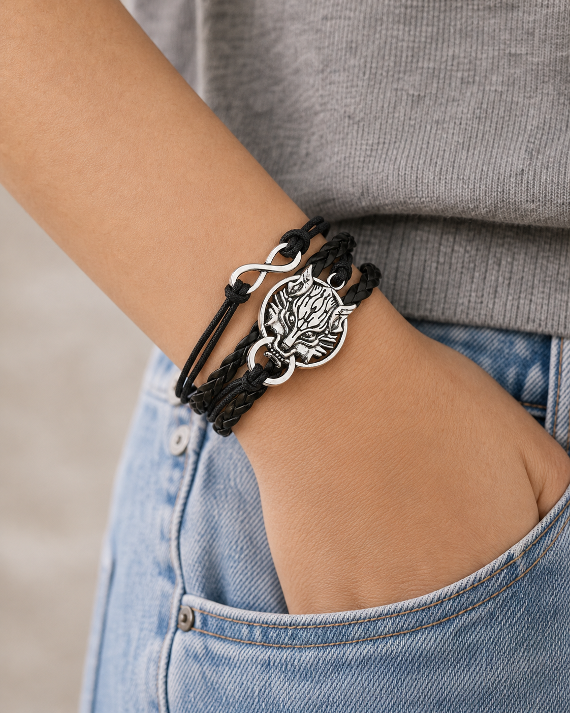 Black Braided Dragon Bracelet | Studio7Fashion,Studio7Fashion