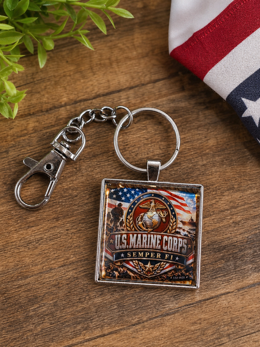 US Marine Corps Semper Fi Patriotic Keychain,Studio7Fashion