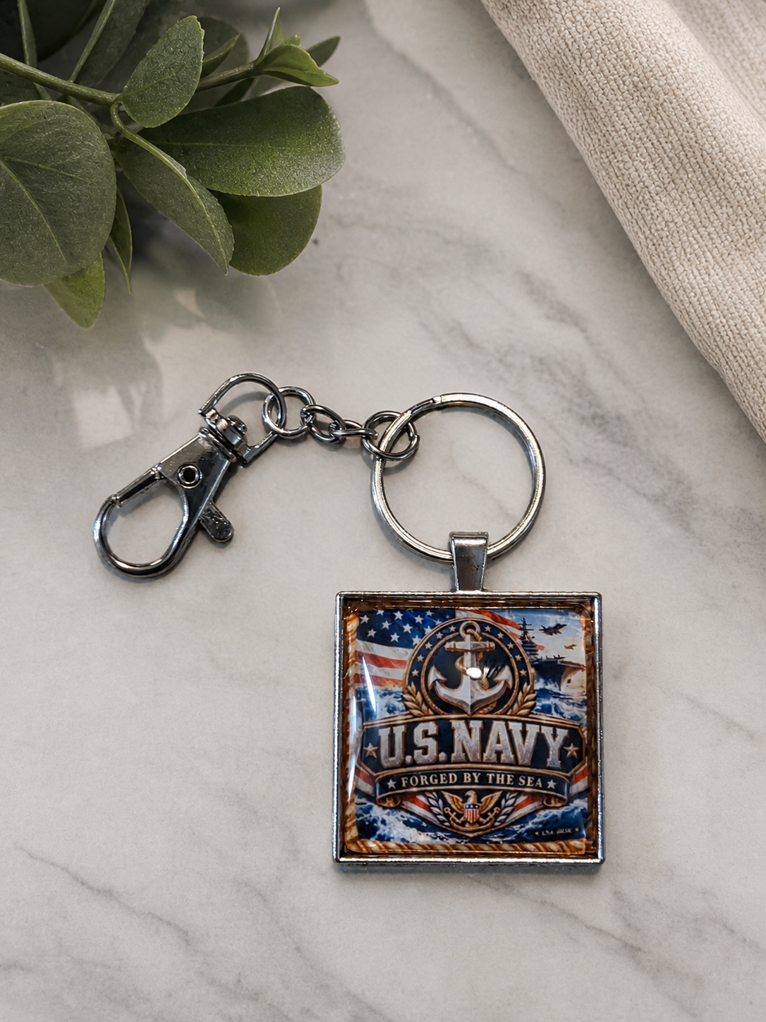USA Forged by the Sea Anchor Keychain,Studio7Fashion