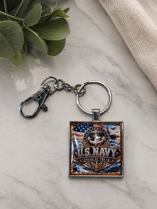 USA Forged by the Sea Anchor Keychain,Studio7Fashion