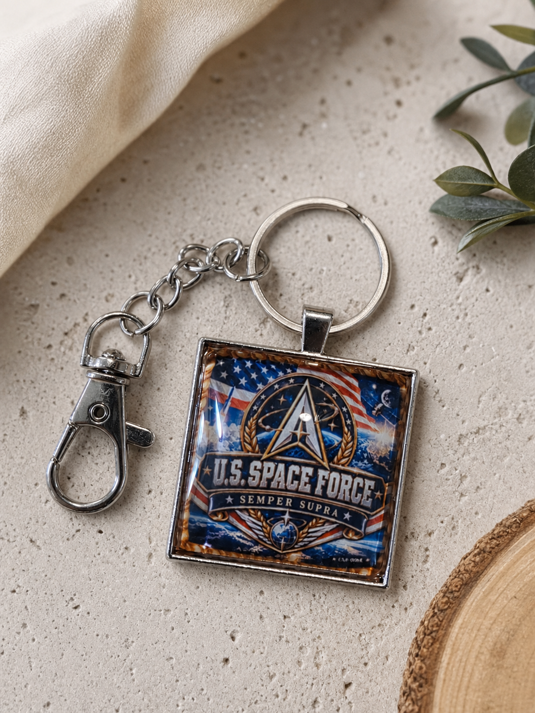 US Space Force Semper Supra Patriotic Keychain,Studio7Fashion
