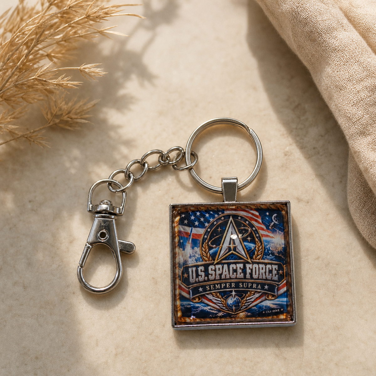 US Space Force Semper Supra Patriotic Keychain,Studio7Fashion