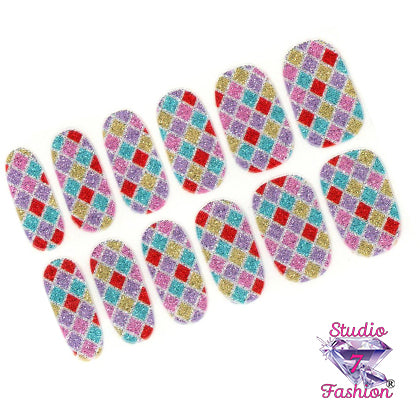 Sparkling Harlequin Glitter Nail Wraps