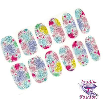 Confetti Hearts Glitter Nail Wraps