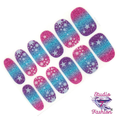 Cosmic Ombre Glitter Nail Wraps