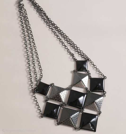 Midnight Geometry Statement Necklace