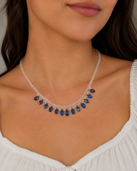 Sapphire Beaded Choker Necklace