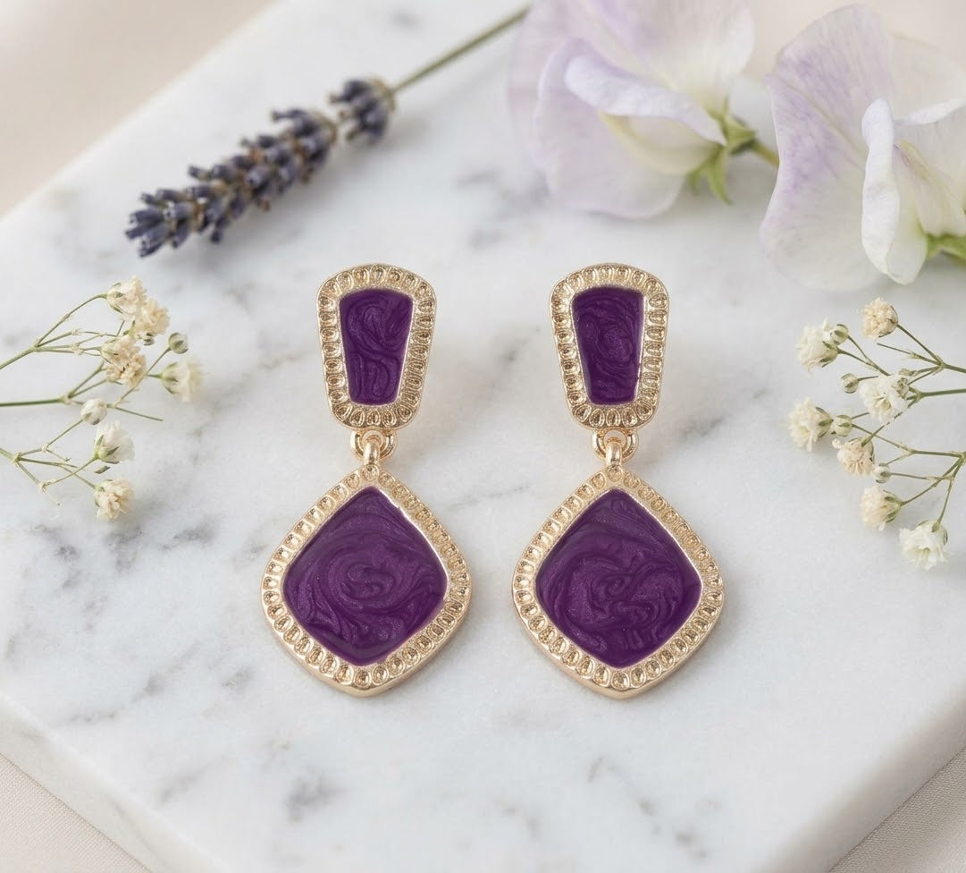 Regal Purple Drop Earrings