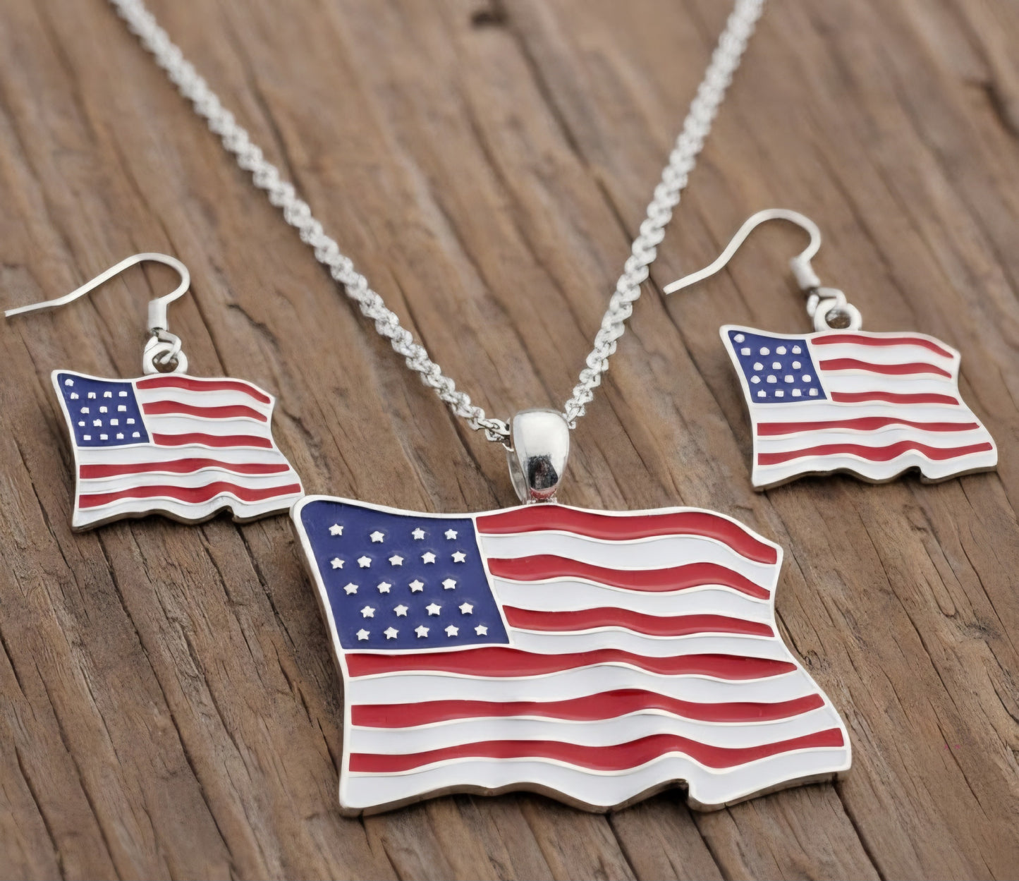 Old Glory USA Necklace Earrings Set