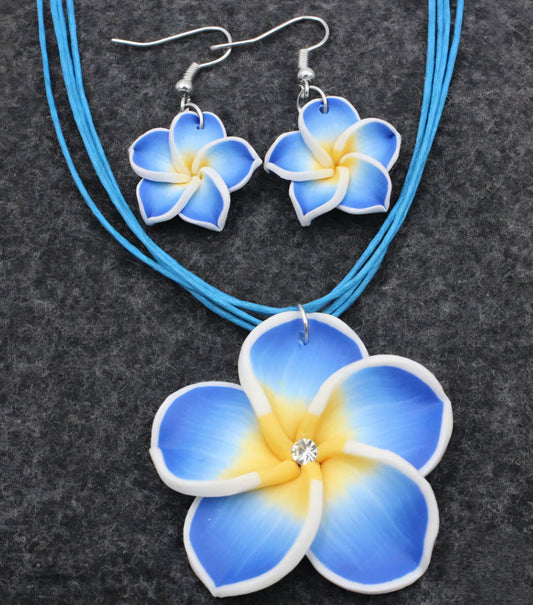 Blue Plumeria Floral Set