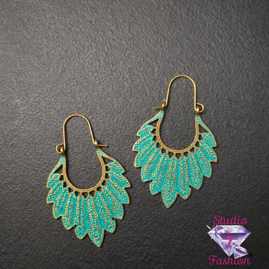 Turquoise Feather Dangle Earrings
