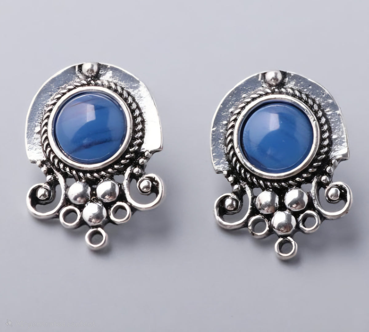 Marbleized Blue Nouveau Earrings