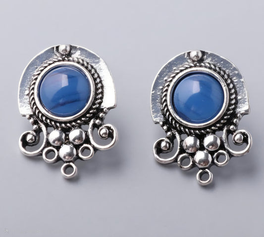Marbleized Blue Nouveau Earrings